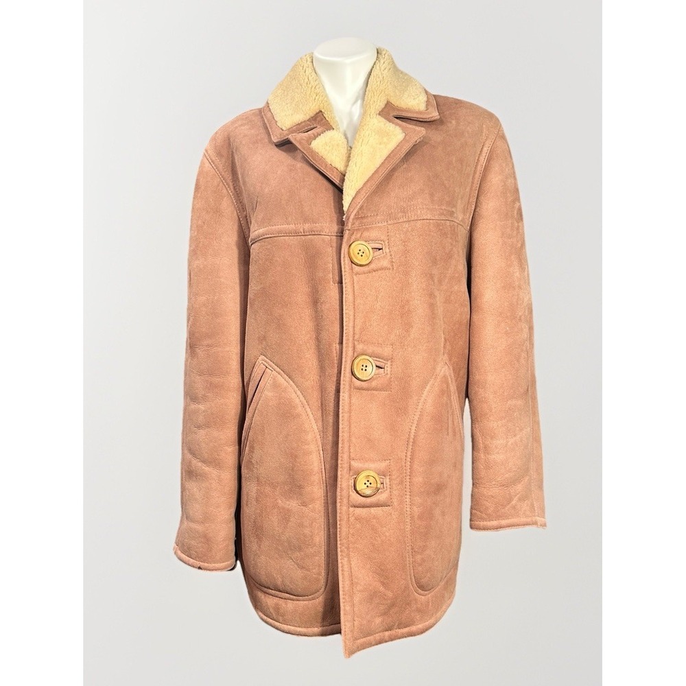 Vintage Lakeland Sportswear Leather and Sherpa button down Rancher Coat Size 40